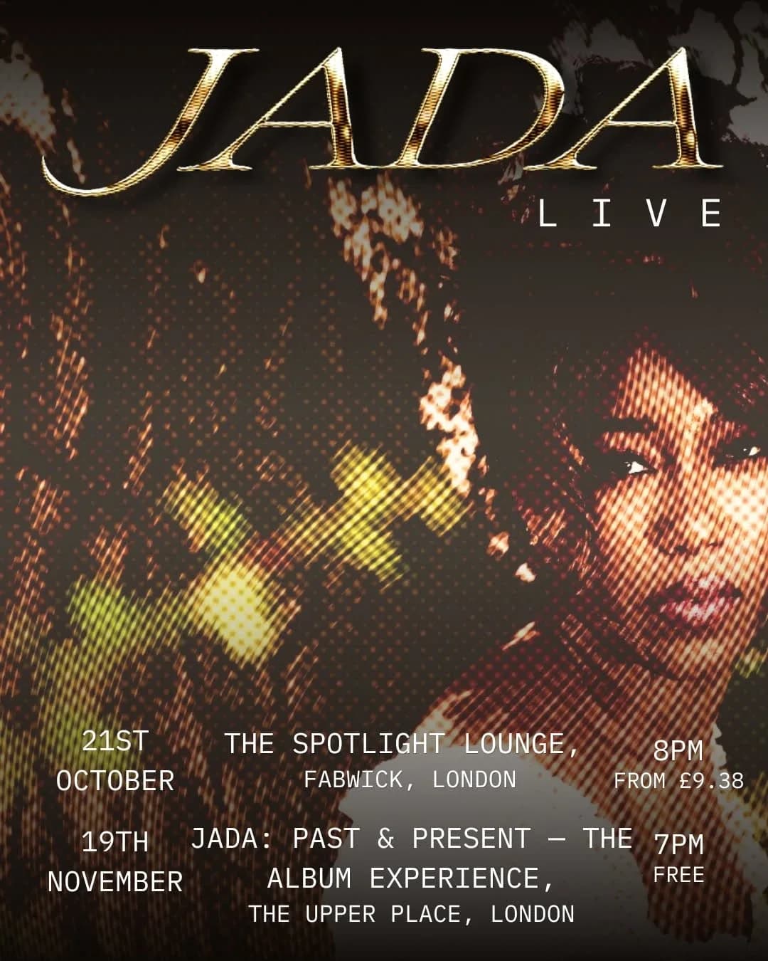 JADA Live poster with show dates in October and November
